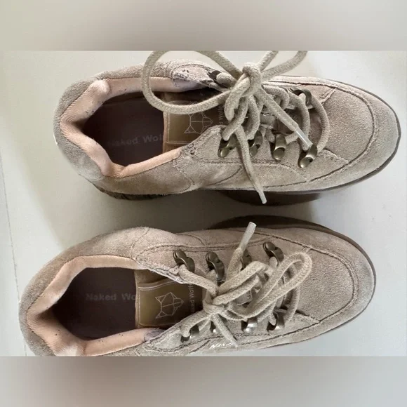 Naked Wolfe Sporty Platform Sneakers Taupe Suede Y2K Chunky Minimalist 90s - Picture 8 of 13